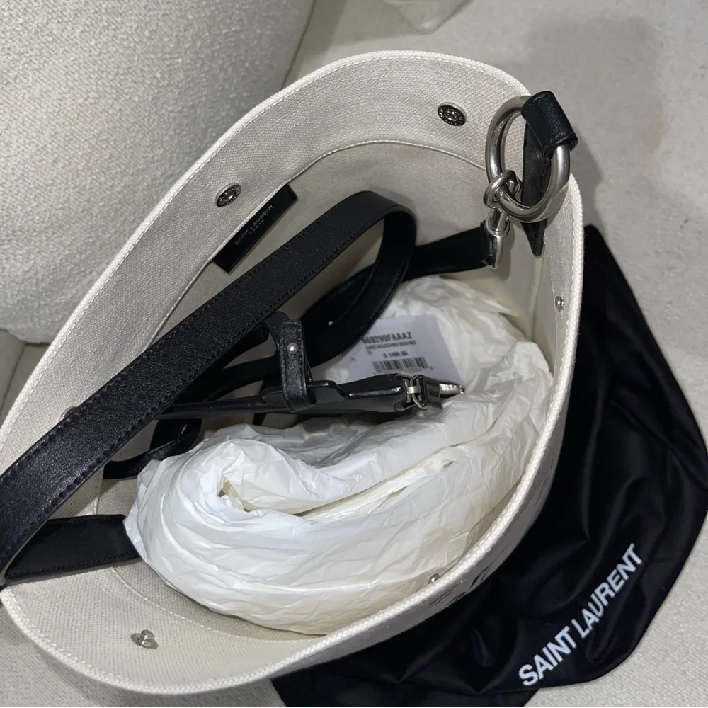 Saint Laurent Paris RIVE GAUCHE Bucket Bag (Linen) - Picture 7 of 9